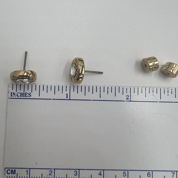 Coach Earrings Women's Oval Rhinestone Swarovski Crystal Stud Gold Tone New Gift - Picture 8 of 9